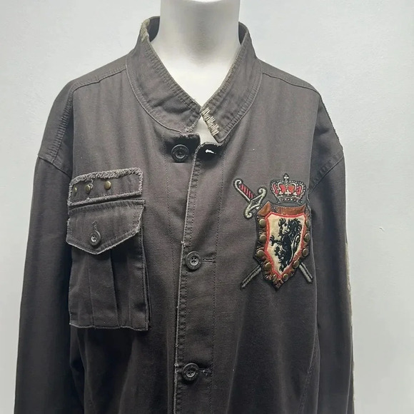 Rebel Spirit Military Jacket Coat Medieval Knight Horse Button Down Plus Sz 3XL - Picture 2 of 12